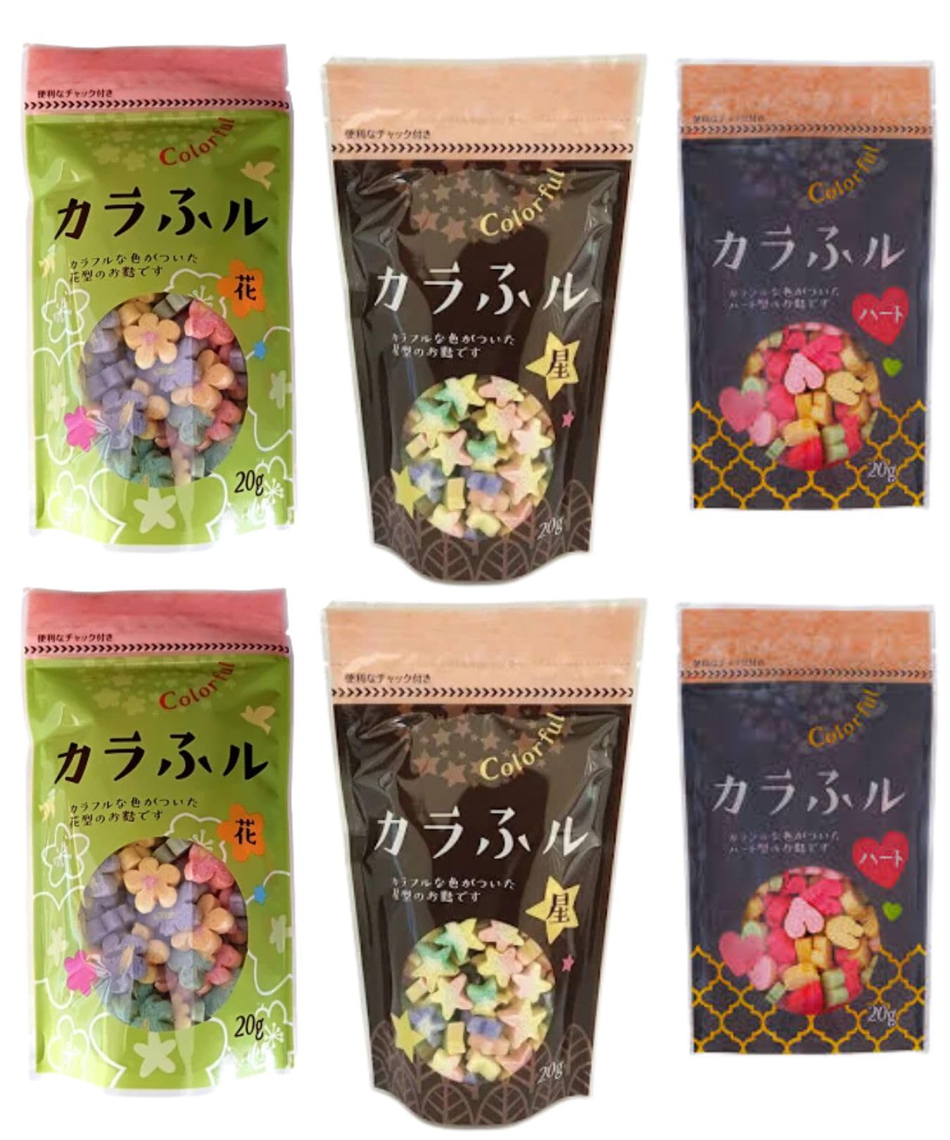 Amazon.co.jp: [セット品]常陸屋本舗 カラふル 麩 星 花 ハート 各20g